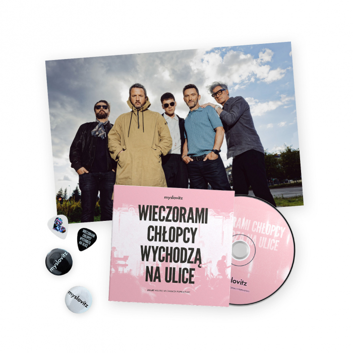 Myslovitz - ZESTAW: Album "Wieczorami chłopcy wychodzą na ulice. 25 lat Miłości w czasach popkultury" z autografami [CD+plakat+kostki do gitary+przypinki]