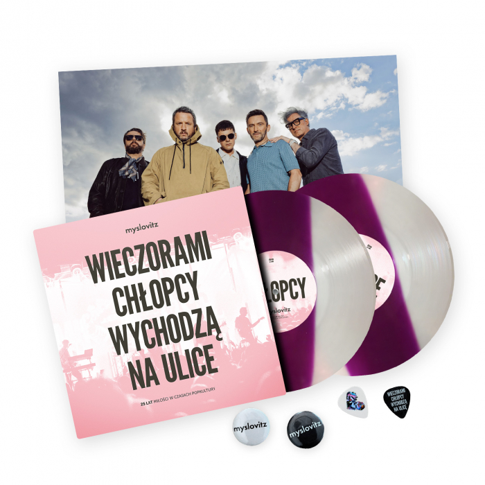 Myslovitz - ZESTAW: Album "Wieczorami chłopcy wychodzą na ulice. 25 lat Miłości w czasach popkultury" z autografami [2LP+plakat+kostki do gitary+przypinki]